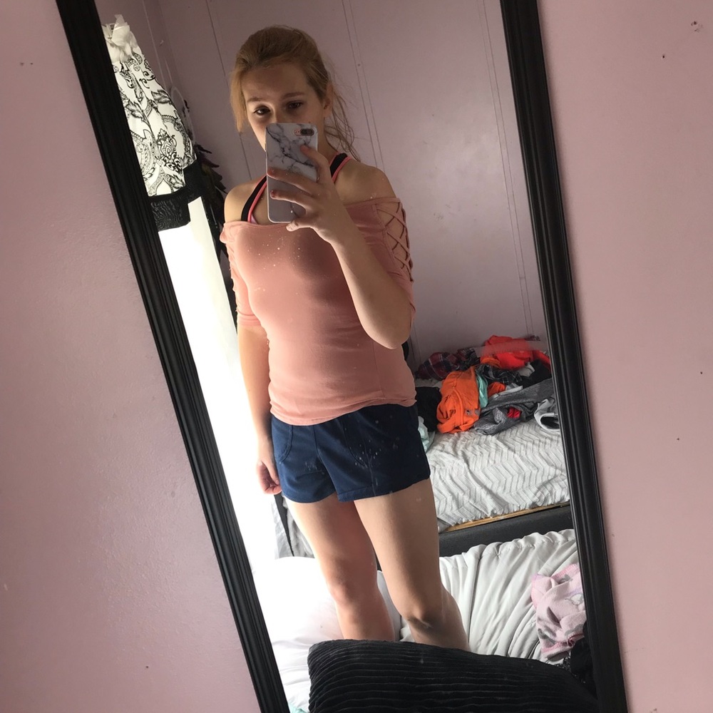 Pink off the shoulder shirt